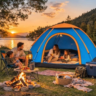 3 Kişilik Yarı Otomatik Kurulum Kamp Çadırı – Suya Dayanıklı, Taşıma Çantalı Outdoor Aile Çadırı, Piknik, Plaj ve Doğa 200x150x110 cm