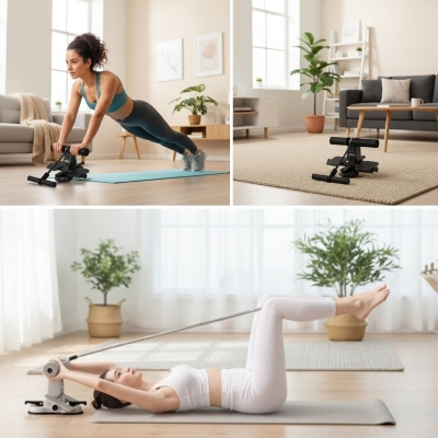 4 Direnç Bantlı Mekik Çekme Spor Aleti – Karın, Kol ve Tüm Vücut İçin Evde Egzersiz Aleti