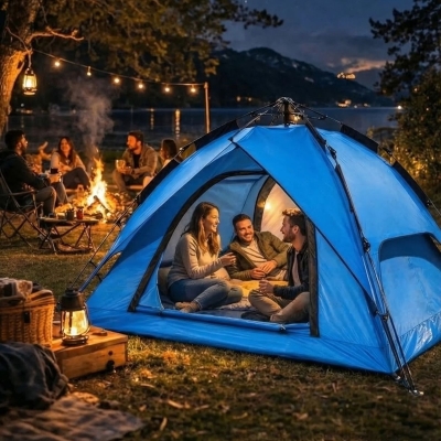 4 Kişilik Otomatik Kamp Çadırı – Çift Katmanlı, Suya Dayanıklı, Hızlı Kurulum Outdoor Aile ve Doğa Çadırı 200x200x140 cm