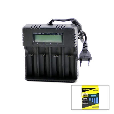 4LÜ PİL ŞARJ ALETİ 3000mA 4.2V FİŞLİ=AC 100-240V ETC - 26650 - 18650 - 16340