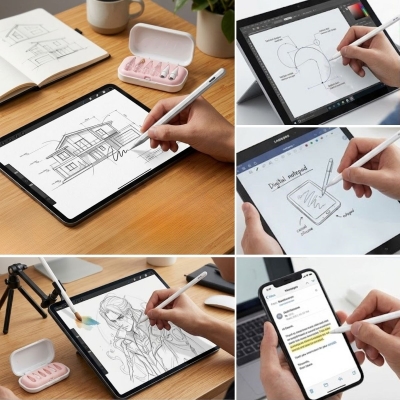 6 Adet Farklı Uçlı Universal Dokunmatik Kalem Ucu – Tablet ve Telefon Uyumlu Stylus Pen Yedek Başlıkları