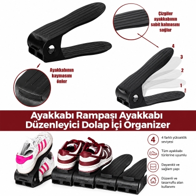 6 ADET SİYAH PLASTİK AYAKKABI RAMPASI 12X25CM