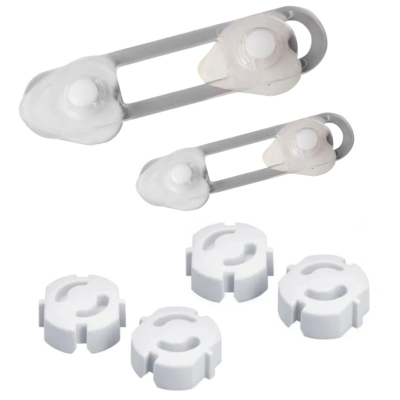 6 Parça Çocuk Güvenlik 3'lü Seti-2 Boy Çekmece,Dolap Kilidi ve 4 Adet Priz İçi Güvenlik Düğmesi