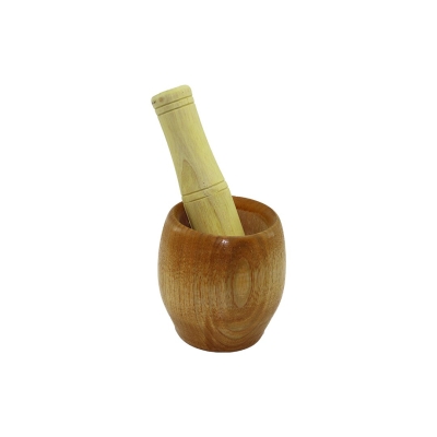 AHŞAP BAMBU HAVAN SARIMSAK DÖVECEK Ç: 7CM--D: 5.8CM--Y: 8.5CM  FİLELİ AMBALAJ