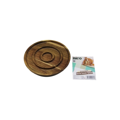 AKASYA YUVARLAK  2 BÖLMELİ=1+1  AHŞAP SERVİS SUNUM TEPSİ - TAHTASI  20 X 1.4CM