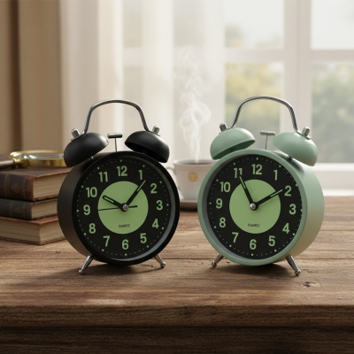 ALARM CLOCK NO-847 YUVARLAK MASA ÇALAR SAAT METAL KASA RENKLİ PİLLİ - IŞIKLI - FOSFORLU ÇAP: 11CM BGC-37 HERHANGİ BİR RENK GÖNDERİLİR