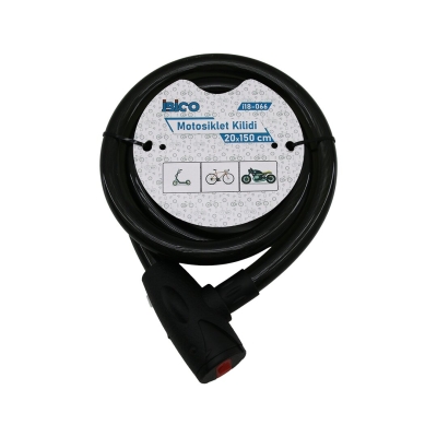 ANAHTARLI AÇ-KAPA KİLİT KAPAKLI MOTOR - BİSİKLET KİLİT ÇELİK TEL SİYAH ŞEFFAF KILIF 20MMX150CM