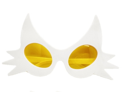 Beyaz Renk Bıyık Tasarımlı Kedi Parti Gözlüğü 19x11 cm