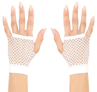 Beyaz Renk Kısa Boy Fileli Örgü Eldiven