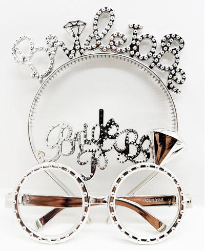 Bride To Be Yazılı Taç ve Bride To Be Yazılı Gözlük Seti Gümüş Renk