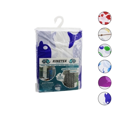 ÇİF KANAT POLYESTER BANYO PERDESİ 2PCS X 180X110CM - 12 HALKALI