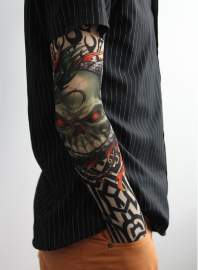 Giyilebilir Kol Dövmesi Çorap Dövme 3D Baskılı Kol Bacak Dövme 2 Adet Model 14