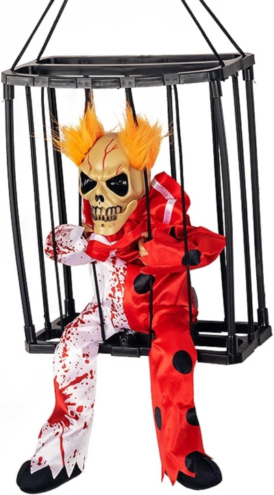 Hareketli Sesli Sensörlü Mahkum Joker İskelet Dekorasyon 22x27 cm