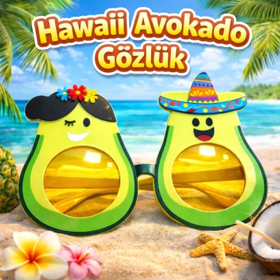 Hawaii Temalı Avokado Gözlük – Kostüm &amp;amp; Parti Gözlüğü