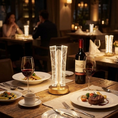 İki Yandan Kavisli Silindirik Geometrik Çizgi Model Kristal LED Masa Lambası – Dokunmatik, 3 Renk Işık Modlu, Şarjlı Dekoratif Gece Lambası