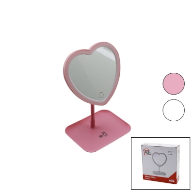 KALPLİ 7 İNÇ LEDLİ - USB ŞARJLI MAKYAJ AYNASI 90 DERECEAYARLI TAKILIKLI AYAK RENKLİ PLS.