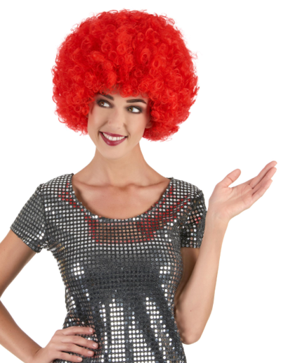 Kırmızı Renk Kıvırcık Afro Bonus Peruk