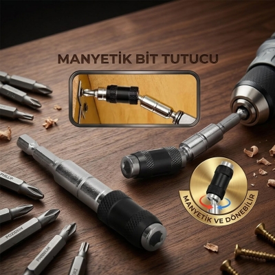 MAFSALLI MANYETİK BİTS TUTUCU 1/4 DÖNER BAŞLIK = 0-20°