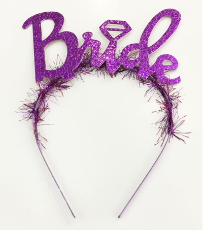 Mor Renk Bekarlığa Veda İtalik Yazı Alyanslı Bride Taç