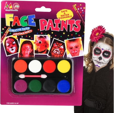 Palyaço Yüz Boyama Seti Fırçalı Makyaj Boyama Seti 8 Renk