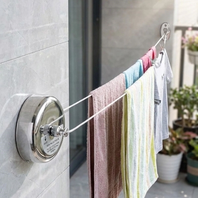 Paslanmaz Çelik Geri Çekilebilir Çamaşır İpi – Duvar Tipi Duvara Monte Banyo,Balkon,Bahçe Çamaşır Kurutma Askısı