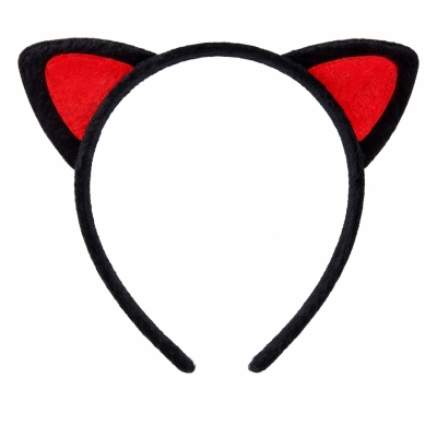 Peluş Kedi Kulak Taç Kırmızı Siyah – Çocuk Parti &amp;amp; Kostüm Tacı