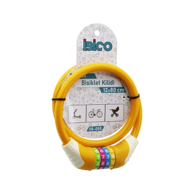 ŞİFRELİ KALIN BİSİKLET KİLİT ÇELİK TEL TURUNCU RENKLİ KILIF 12MMX80CM