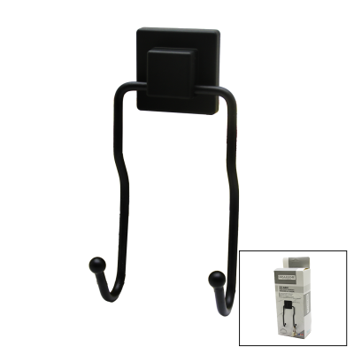 SİYAH - 2Lİ METAL SARKIK ASKI KARE GÜÇLÜ YAPIŞKANLI 8X9X19CM