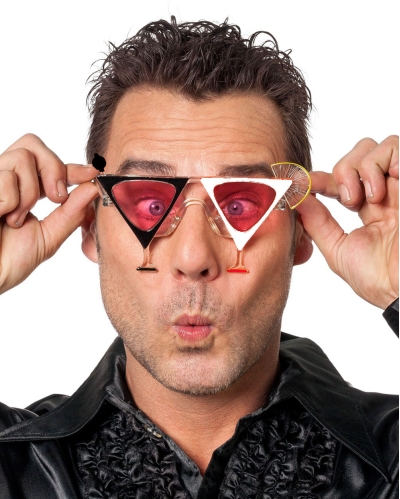 Siyah Beyaz Renk Martini Parti Gözlüğü