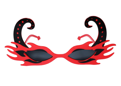 Siyah Boynuzlu Kırmızı Renk Alevli Parti Gözlüğü 21x10 cm