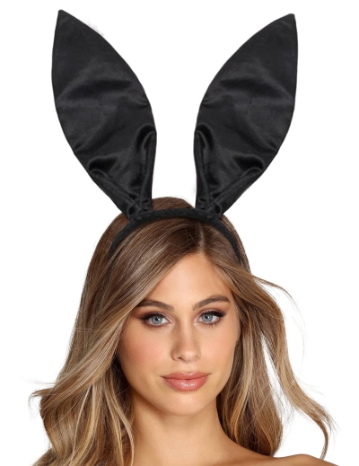 Siyah Renk Saten Kaplama Şekil Verilebilir Tavşan Kulak Taç 35x11 cm