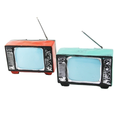 TELEVİZON VİNTAGE DEKORATİF BİBLO - KUMARABA RENKLİ 17X11X10.5CM REÇİNE