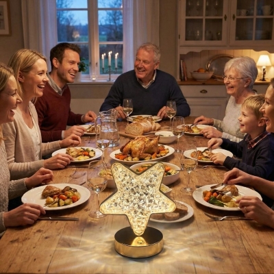 Yıldız Model Kristal LED Masa Lambası – Dokunmatik, 3 Renk Işık Modlu, Şarjlı Mini Dekoratif Gece Lambası