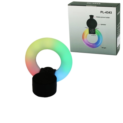 YUVARLAK HALKA - PLASTİK GÖVDE BLUETOOTH WİRELESS MİNİ HOPARLÖR SPEAKER USB ŞARJLI - IŞIKLI TELFON TUTUCU 5W PL-4343