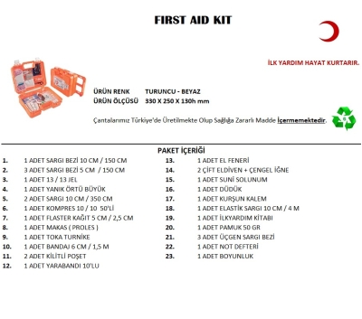Büyük Boy İlk Yardım Seti First Aid Kit