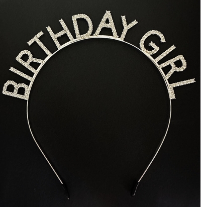 Gümüş Kristal Taşlı Birthday Girl Doğum Günü Tacı İthal Ürün A Kalite 17x16 cm