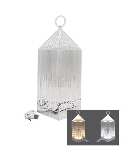 PİRAMİT KRİSTAL 3 RENK LED DOKUNMATİK USB ŞARJLI MASA LAMBASI