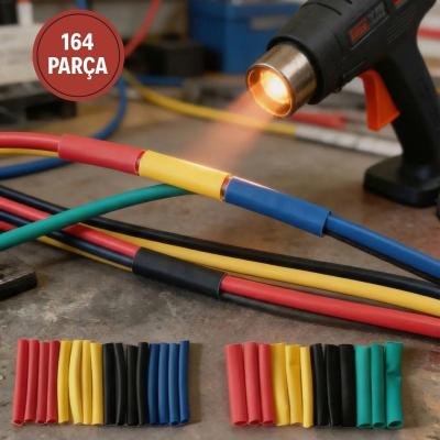 164 Parça Isı ile Daralan Makaron Seti – Elektrik Kablo İzolasyon &amp; Koruma Kılıfı, Renkli Shrink Tube Set